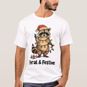 Camiseta Guaxinim Feral e Festivo Luzes de Natal
