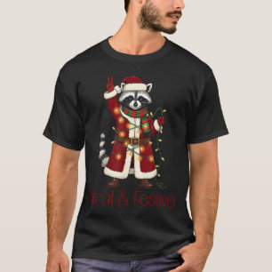Camiseta Guaxinim Feral e Festivo Natal Divertido