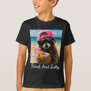 Camiseta Guaxinim Feral e Salgado Divertido da Praia Verão