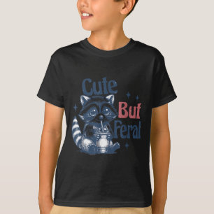 Camiseta Guaxinim Feroz Mas Fofo Bebendo Boba Criança Vinta