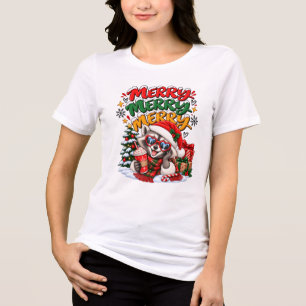 Camiseta Guaxinim Festivo Árvore de Natal Cacau Quente Aleg