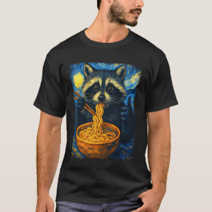 Camiseta Guaxinim Fofinho Comendo Ramen Macarrão Japonês En
