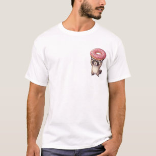 Camiseta Guaxinim Fofo Levantando Donut Gigante com Glacê R