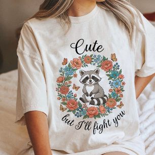 Camiseta Guaxinim Fofo Mas Vou Lutar Arte Animal Engraçada