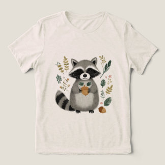 Camiseta Guaxinim Fofo Segurando Bolota