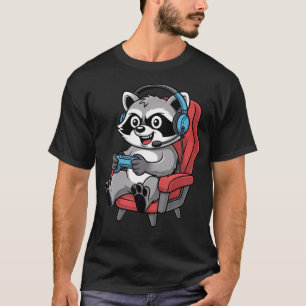 Camiseta Guaxinim Gamer Divertido Entusiasta de Video Games