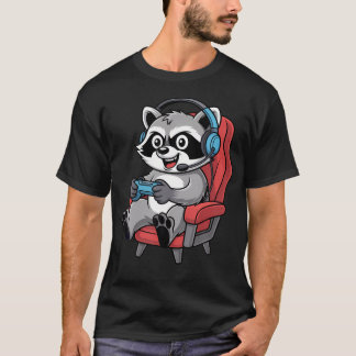 Camiseta Guaxinim Gamer Divertido Entusiasta de Video Games