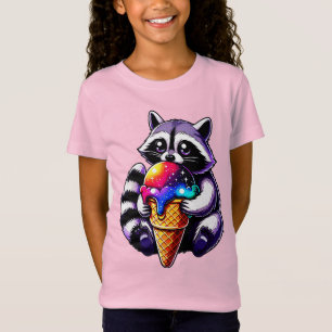 Camiseta Guaxinim Gelado Comendo Um Cone Espacial