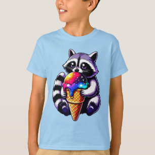 Camiseta Guaxinim Gelado Comendo Um Cone Espacial