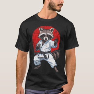 Camiseta Guaxinim Karate Judo Divertido Japão Bandeira Japo