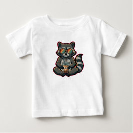 Camiseta Guaxinim Legal Bebendo Café Com Leite de 