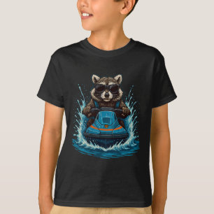 Camiseta Guaxinim Legal De Óculos Pilotando Jet Ski Vibraçã