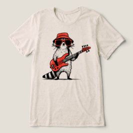 Camiseta Guaxinim Legal Tocando Guitarra Baixo Vermelha