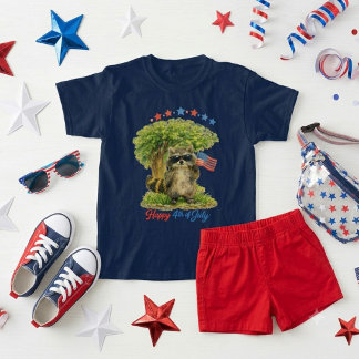 Camiseta Guaxinim Patriótico Caprichoso 4 de Julho Animal T