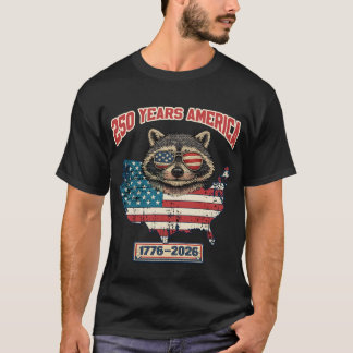 Camiseta Guaxinim Patriótico Divertido América 250 Anos 177