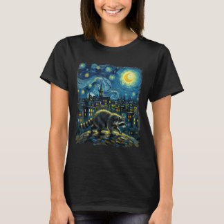 Camiseta Guaxinim Pinta o Céu Noturno das Estrelas Artista