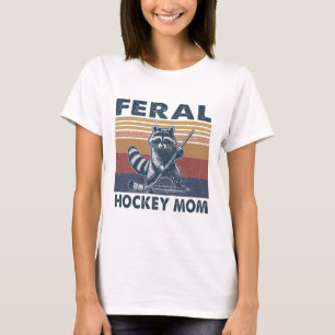 Camiseta Guaxinim Retrô Feral Mãe de Família Hockey Jogador
