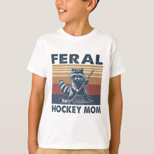 Camiseta Guaxinim Retrô Feral Mãe de Família Hockey Jogador