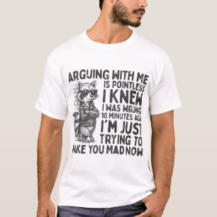 Camiseta Guaxinim Sarcástico Discutir Comigo é Inútil