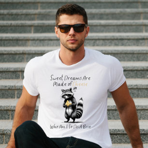 Camiseta Guaxinim Sonolento com Queijo – Animal Engraçado e