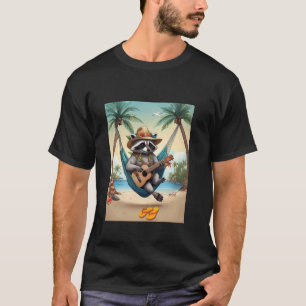 Camiseta Guaxinim Tropical Engraçado Animal de Praia Fofo