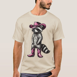 Camiseta Guaxinim Vintage Cowboy Cowgirl Panda Trash Ociden