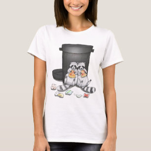 Camiseta Guaxinins Engraçados Comendo Lixo de Pizza Panda