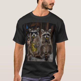 Camiseta Guaxinins Legais Comendo Picles Animal Engraçado