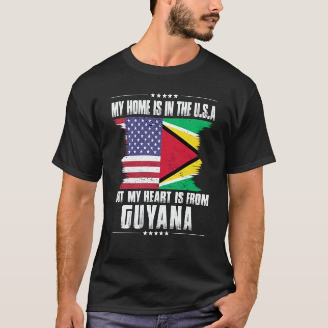 Camiseta Guayanese American Patriot Grown Proud Home Heart  (Frente)