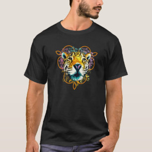 Camiseta Guepardo Floral Leopardo Animal Rosto Grande Gato