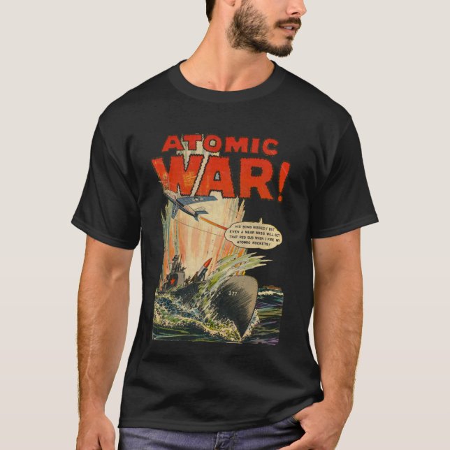 Camiseta Guerra Atom 2 - Arte em Quadrinhos de Idade do Our (Frente)
