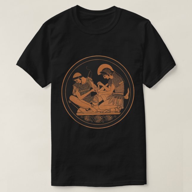 Camiseta Guerra de Troia, Aquiles Tending Patroclus (Frente do Design)
