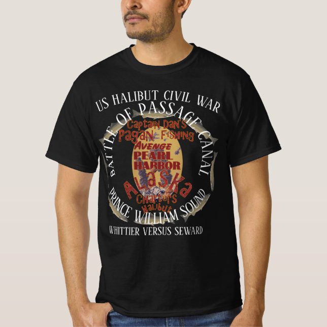 CAMISETA GUERRA DO HALIBUT DE WHITTIER ALASKA VERSUS SEWARD (Frente)