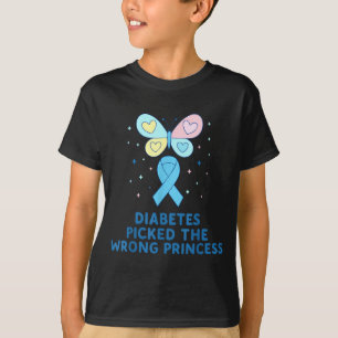 Camiseta Guerreira da Diabetes T1d Borboleta Princesa Diabe