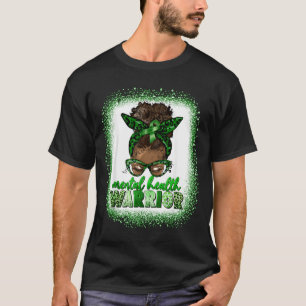 Camiseta Guerreira de Saúde Mental Afro Leopardo Mulheres N