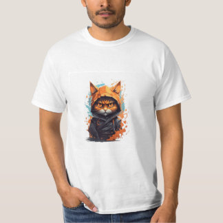 Camiseta guerreira gato de rua laranja hodie