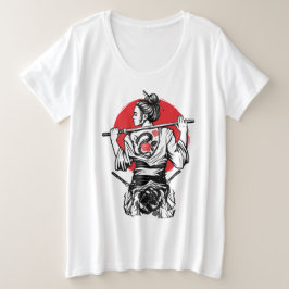 Camiseta Guerreira Samurai Feminina – Tatuagem de Rosa de D