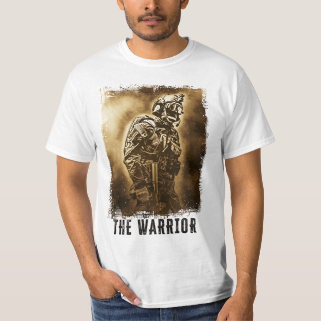 Camiseta Guerreiro Abstrato Militar Soldado Herói Arte Vete (Frente)