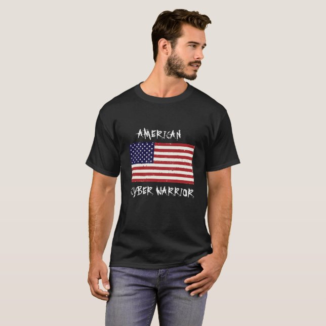 Camiseta Guerreiro americano do cyber (Frente Completa)