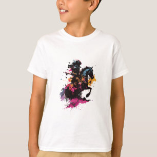 Camiseta Guerreiro Aquarela no Silhueta do Cavalo
