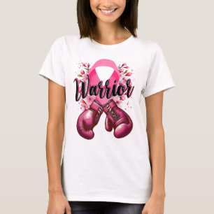 Camiseta Guerreiro Boxando Luvas Rosa Fita Fita Cancer Aw