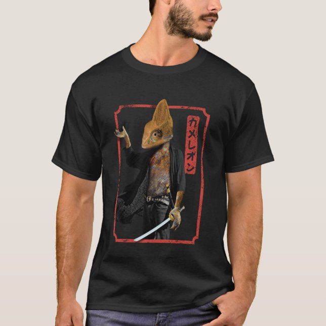 Camiseta Guerreiro Camaleão com Espada Samurai (Frente)