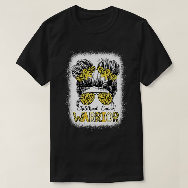 Camiseta Guerreiro Cancer de Infância Branqueado Dourado Me (Frente do Design)
