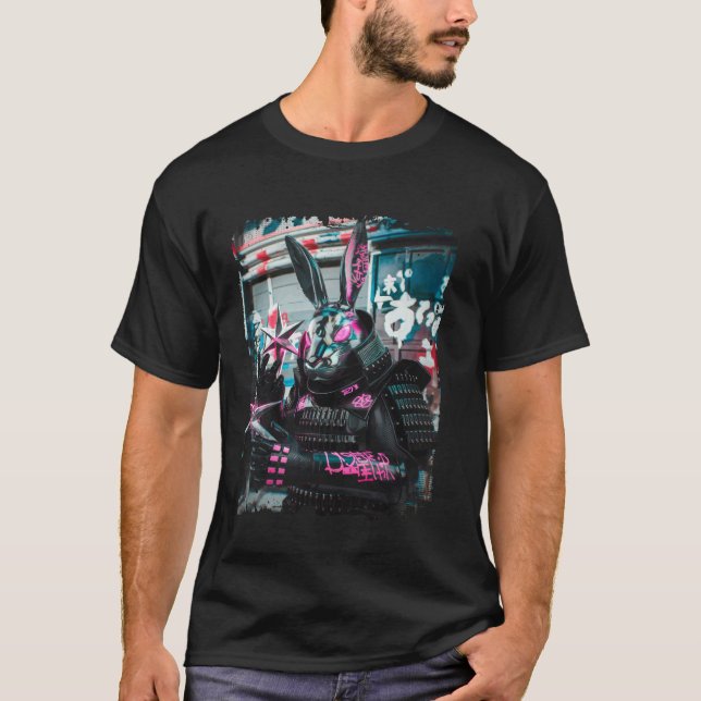 Camiseta Guerreiro Cyberpunk Samurai Coelho (Frente)