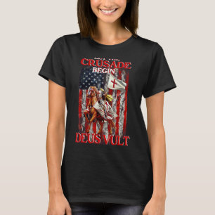 Camiseta Guerreiro da América Bandeira de Deus Cavaleiro Te