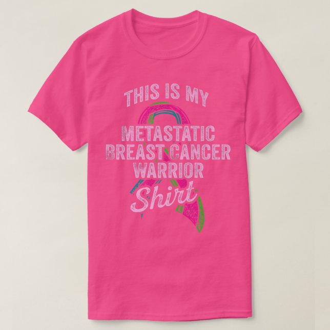 Camiseta Guerreiro da Consciência do Cancer da Mama Metastá (Frente do Design)