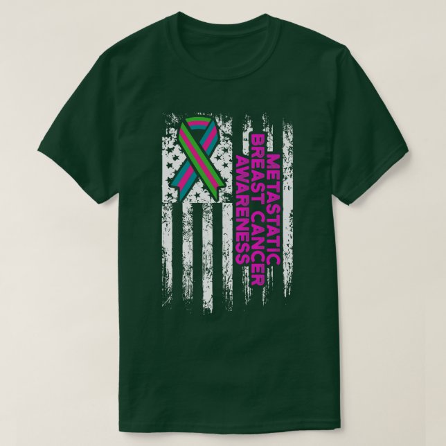 Camiseta Guerreiro da Consciência do Cancer da Mama Metastá (Frente do Design)
