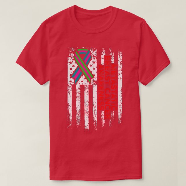 Camiseta Guerreiro da Consciência do Cancer da Mama Metastá (Frente do Design)