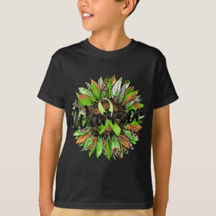 Camiseta Guerreiro da Saúde Leopard Sunflower Green Ribbon