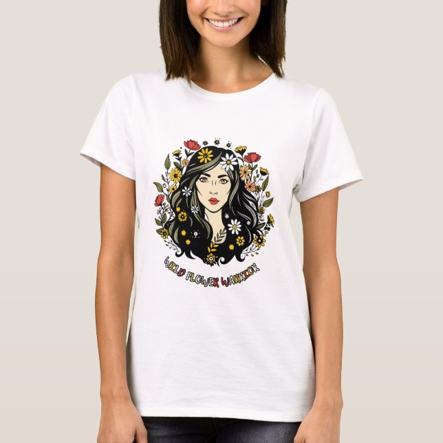 Camiseta Guerreiro das Flores: Arte Feminista Floral (Frente)